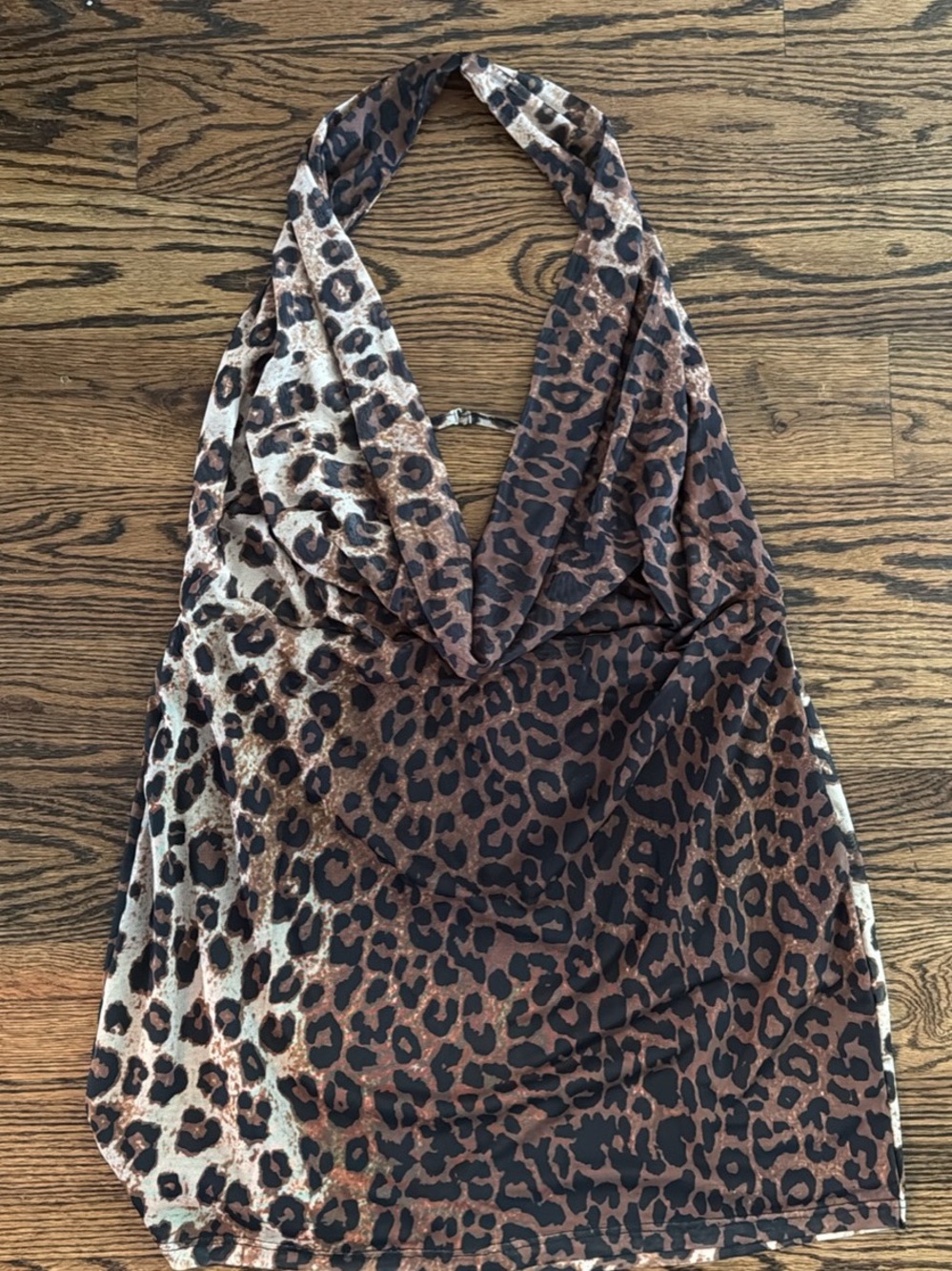 AKIRA Leopard Print Halter Top - Black & Brown